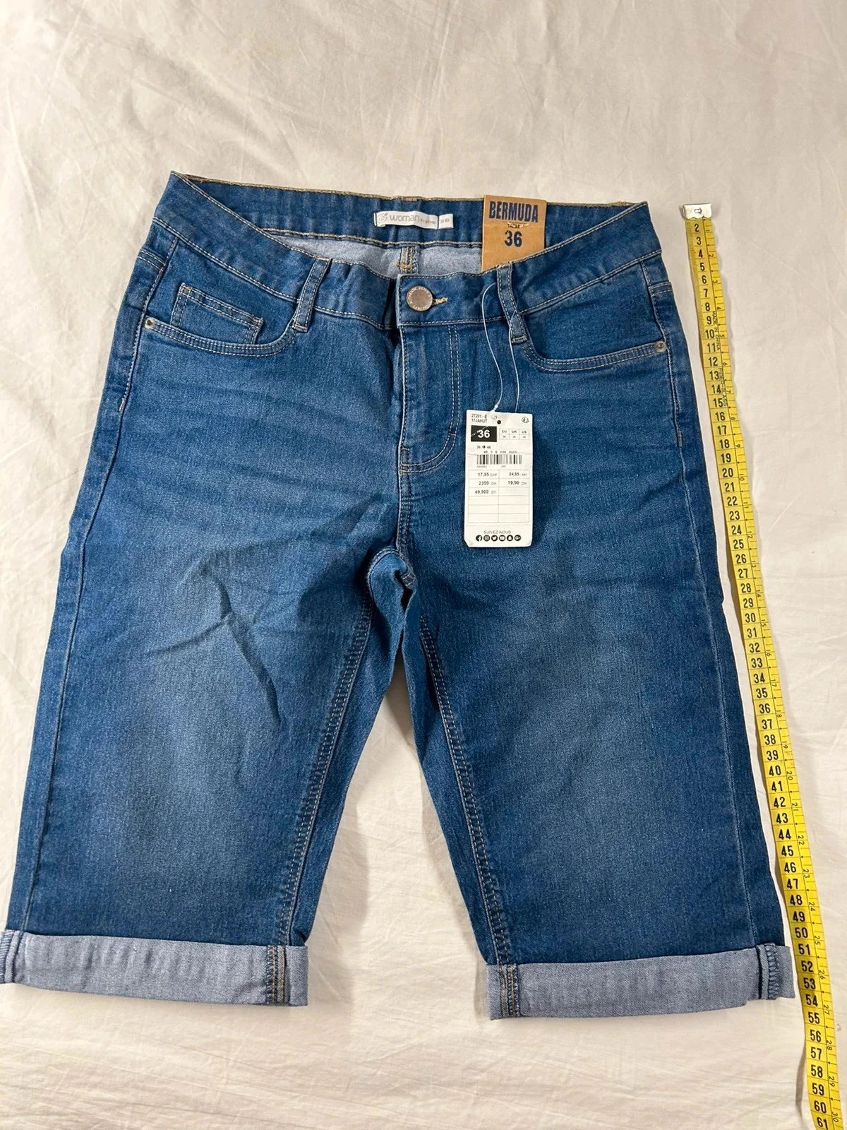 Short en jean gémo bleu marine woman bermuda taille 36